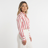Chemise de dress en satin à rayures surdimensionnée