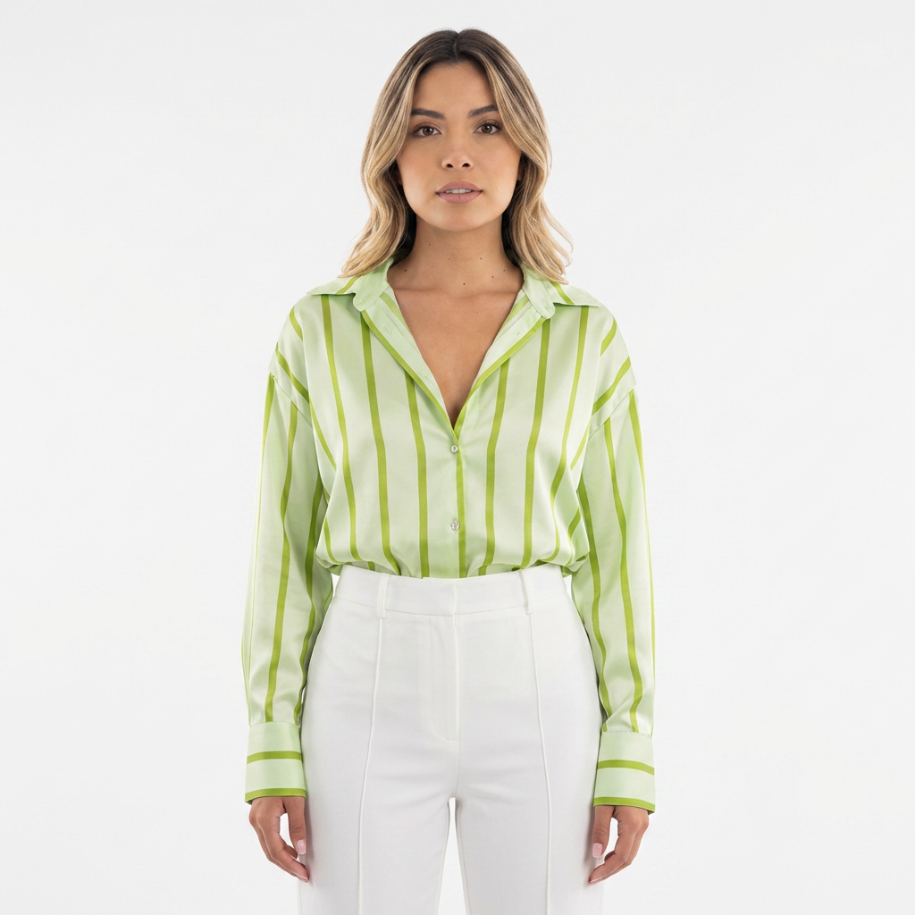 Chemise de dress en satin à rayures surdimensionnée