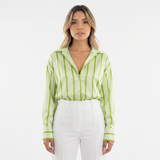 Chemise de dress en satin à rayures surdimensionnée