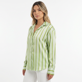 Chemise de dress en satin à rayures surdimensionnée
