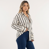 Chemise de dress en satin à rayures surdimensionnée