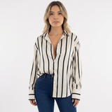 Chemise de dress en satin à rayures surdimensionnée