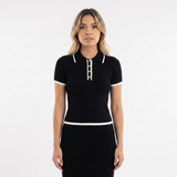 Polo en Coton Rayé avec Détails Contrastés