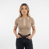 Polo en Coton Rayé avec Détails Contrastés