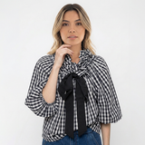 Blouse à volants surdimensionnée en vichy