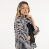 Blouse à volants surdimensionnée en vichy