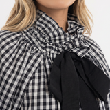 Blouse à volants surdimensionnée en vichy