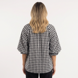 Blouse à volants surdimensionnée en vichy