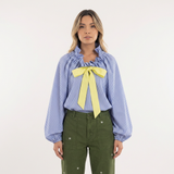 Blouse à volants surdimensionnée en vichy
