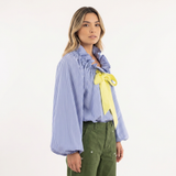 Blouse à volants surdimensionnée en vichy
