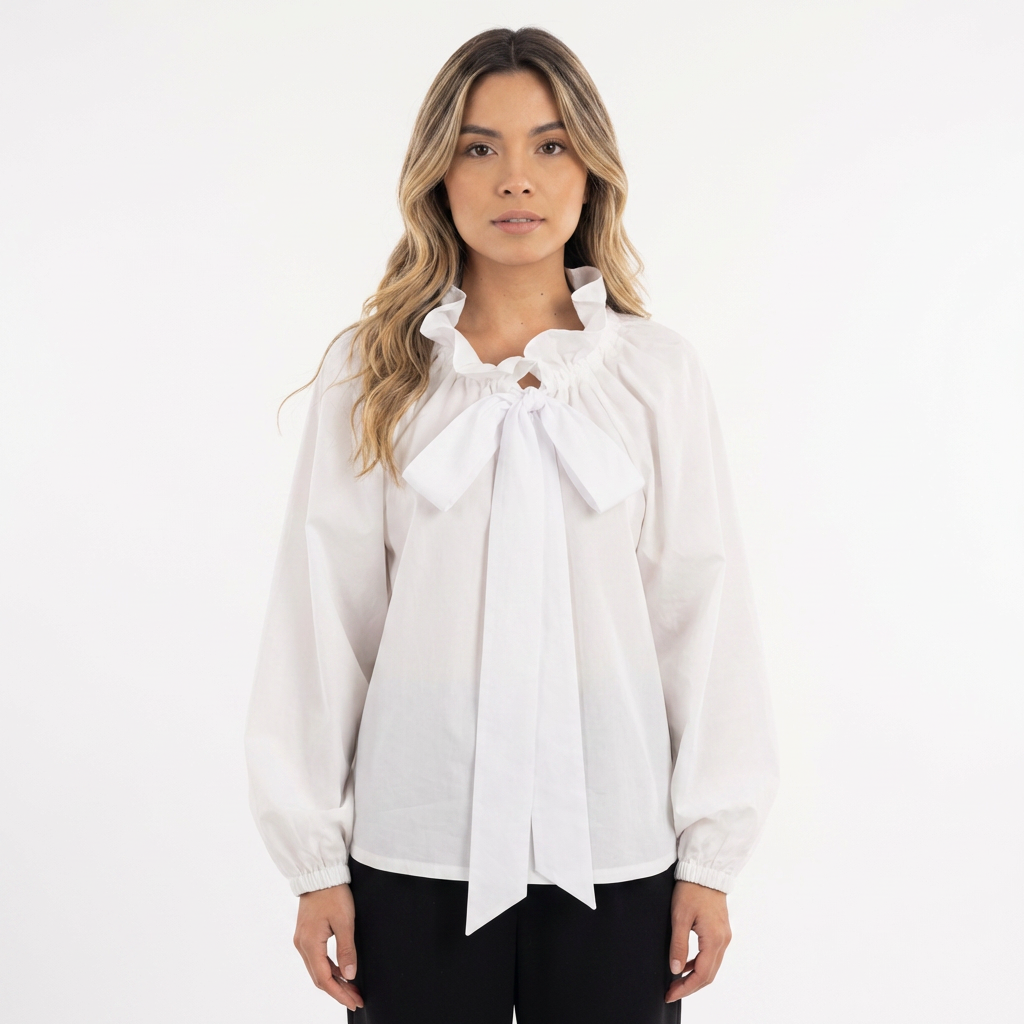 Blouse à volants surdimensionnée en vichy
