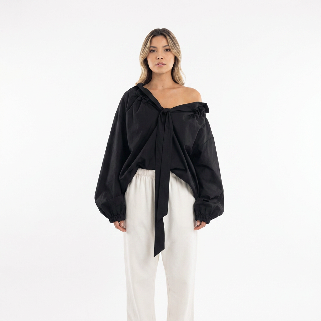 Blouse à volants surdimensionnée en vichy