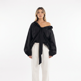 Blouse à volants surdimensionnée en vichy