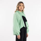 Blouse à volants surdimensionnée en vichy