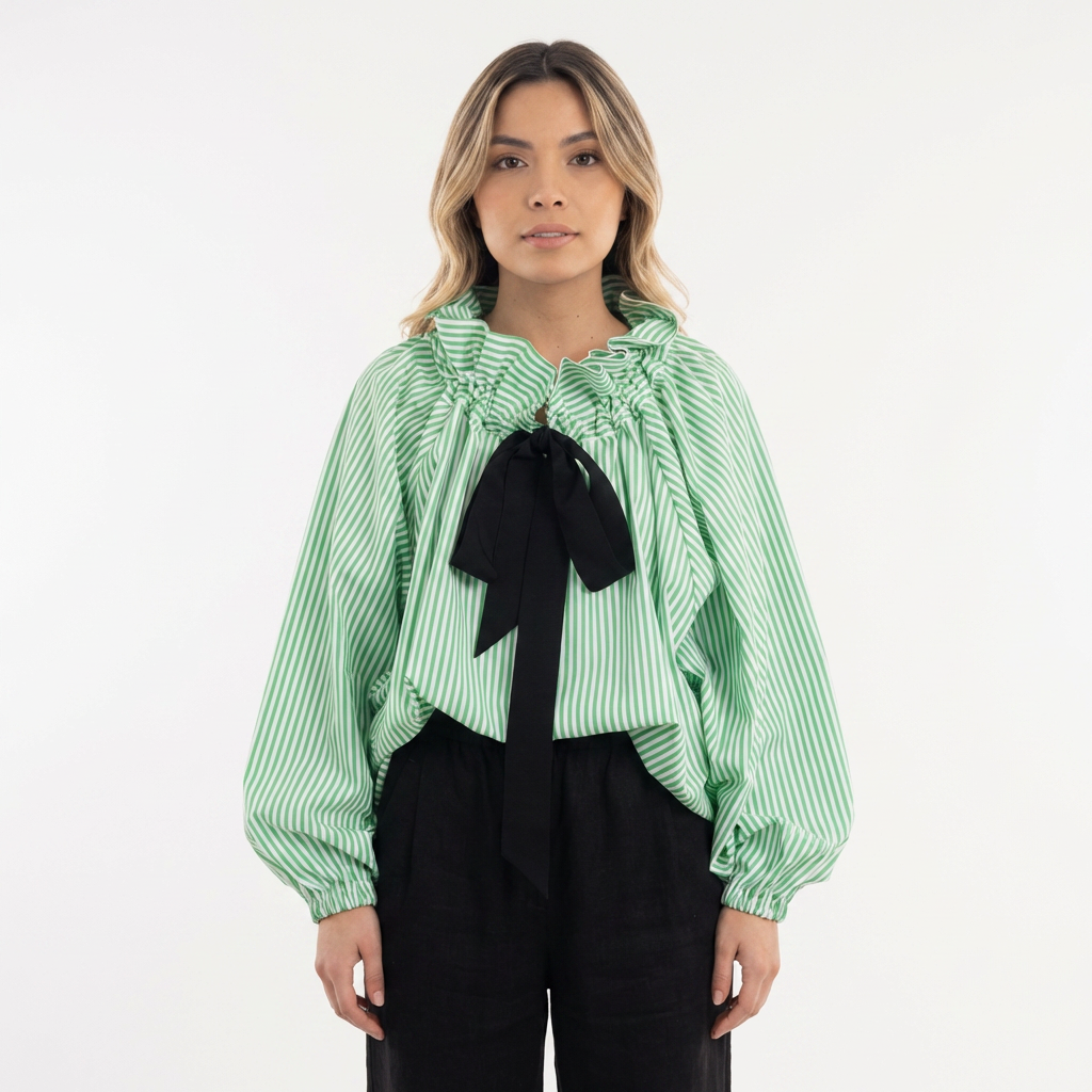 Blouse à volants surdimensionnée en vichy