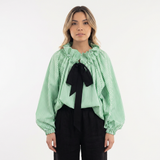 Blouse à volants surdimensionnée en vichy