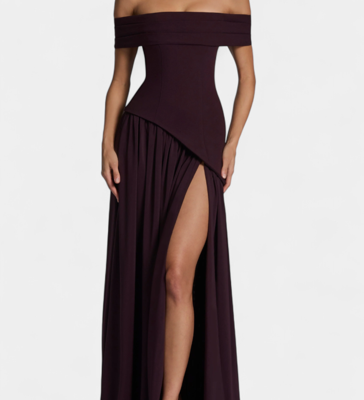 Райна Макси Рокля без Ръкави от Шифон с Боков Разрез