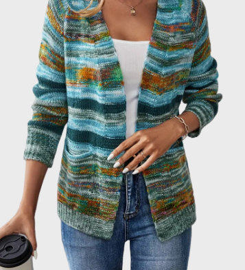 Многоцветен Плетен Жилетка