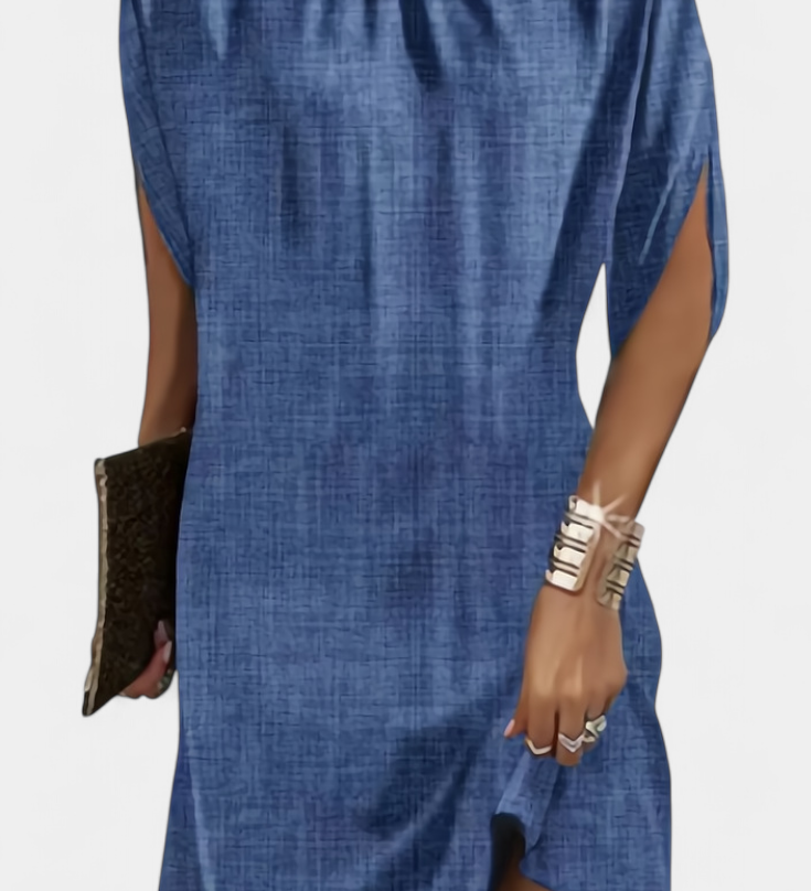 Ена Миди Рокля Без Временски Рамки с Кръгло Деколте