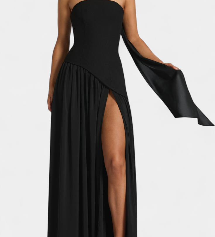 Райна Макси Рокля без Ръкави от Шифон с Боков Разрез