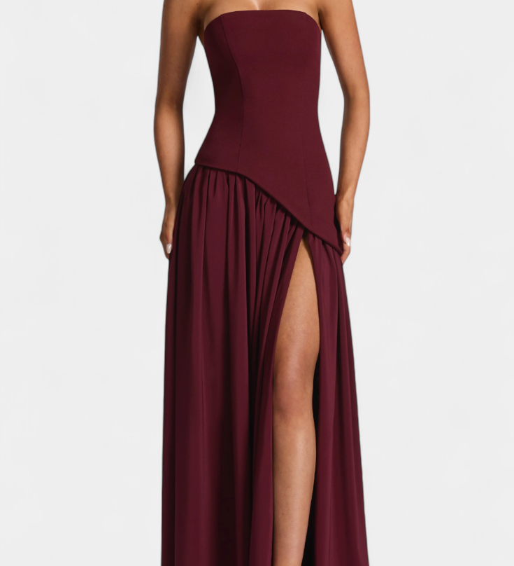 Райна Макси Рокля без Ръкави от Шифон с Боков Разрез