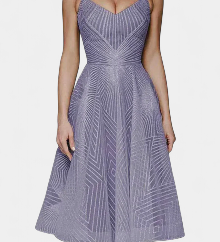 Драгана Дълга Рокля с Бродерия и А Силует