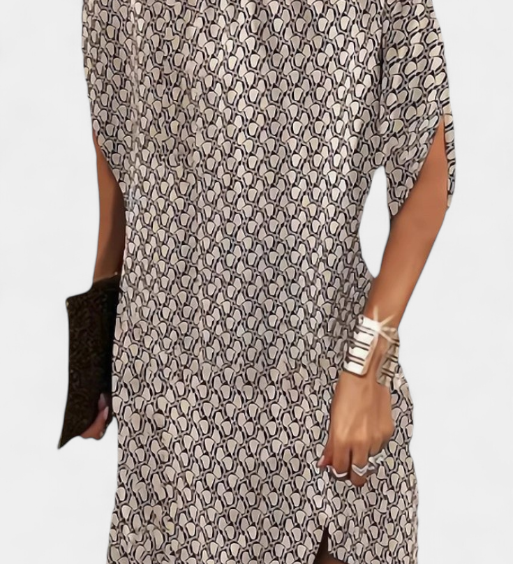 Ена Миди Рокля Без Временски Рамки с Кръгло Деколте