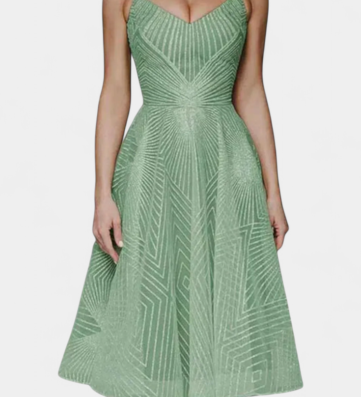 Драгана Дълга Рокля с Бродерия и А Силует