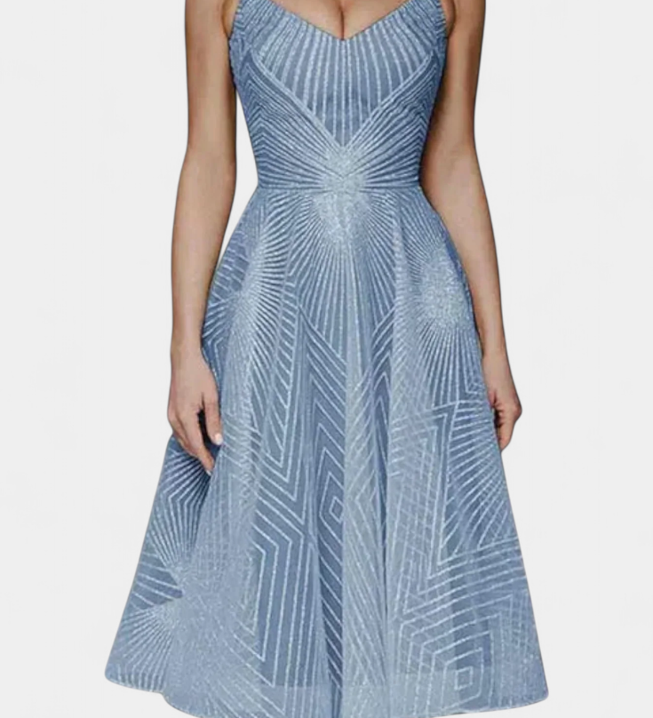 Драгана Дълга Рокля с Бродерия и А Силует