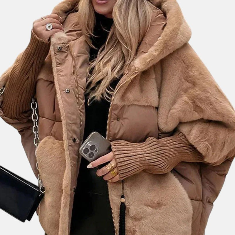 Елена - Стилно пухено яке с качулка