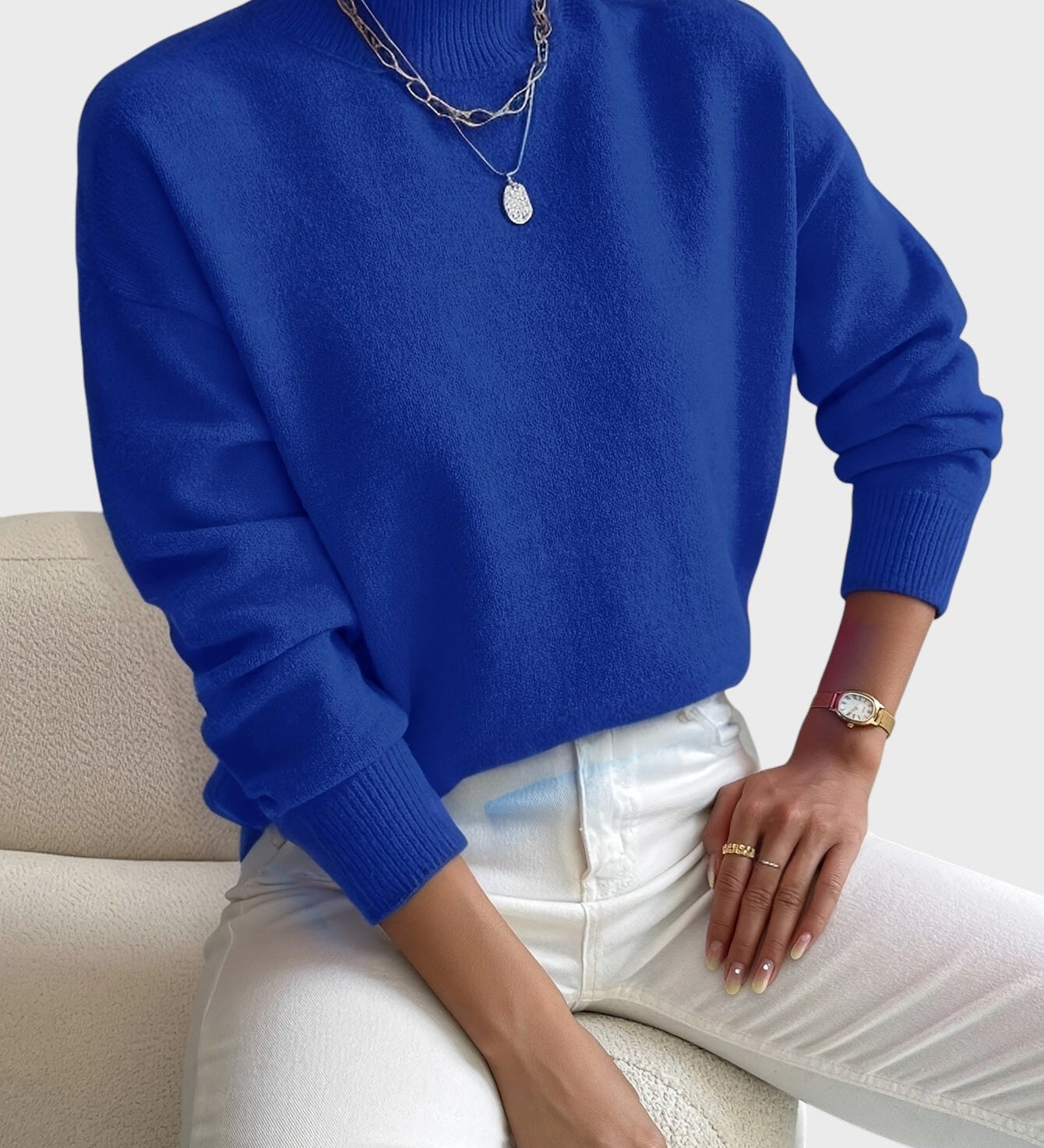 Marieta™ - Плетен пуловер с висока яка