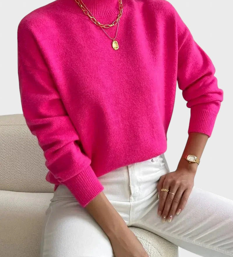 Marieta™ - Плетен пуловер с висока яка