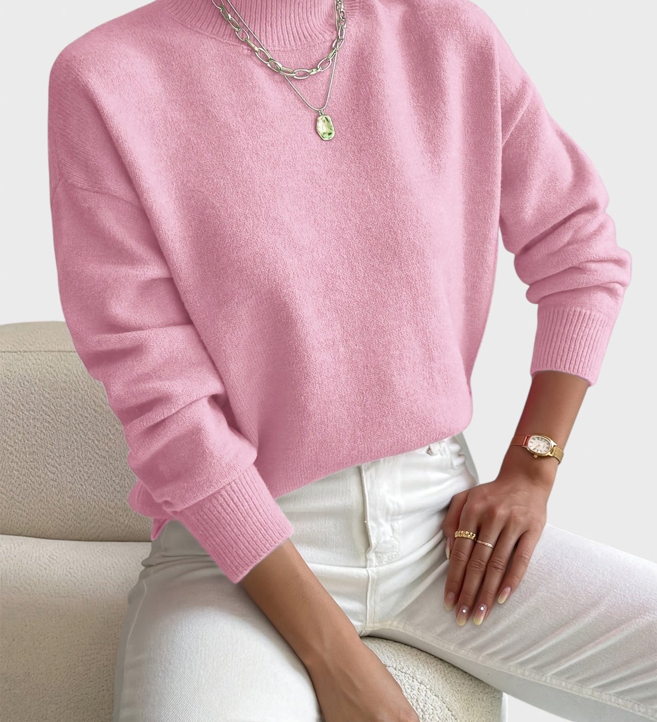 Marieta™ - Плетен пуловер с висока яка