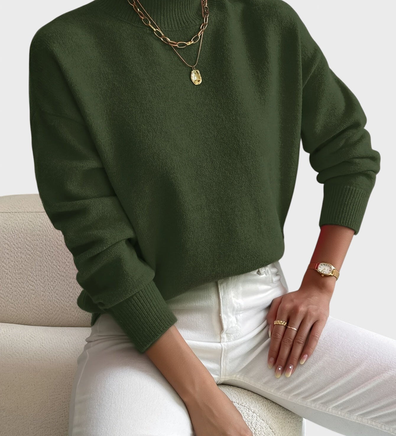 Marieta™ - Плетен пуловер с висока яка