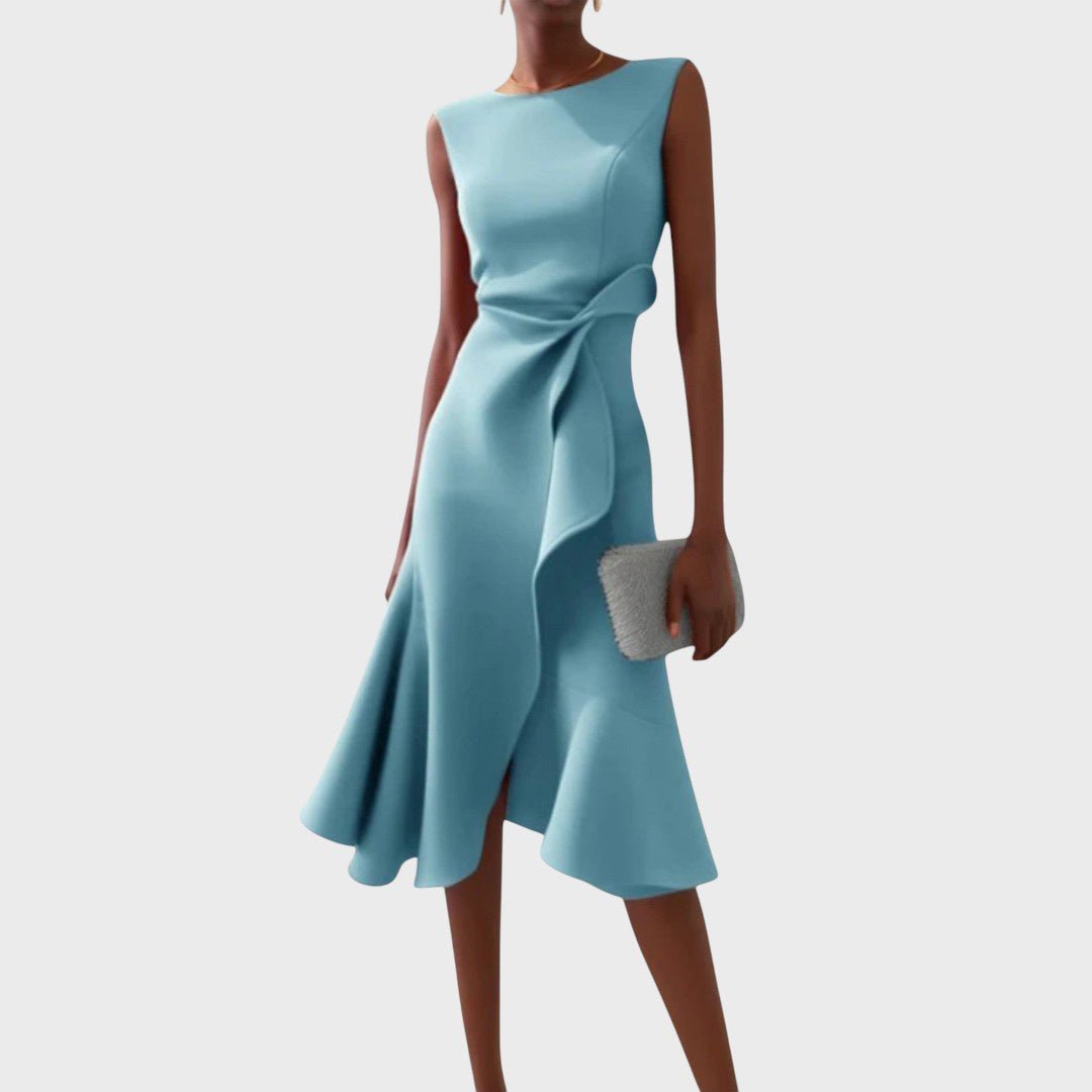 Катарина - Наборна асиметрична миди рокля