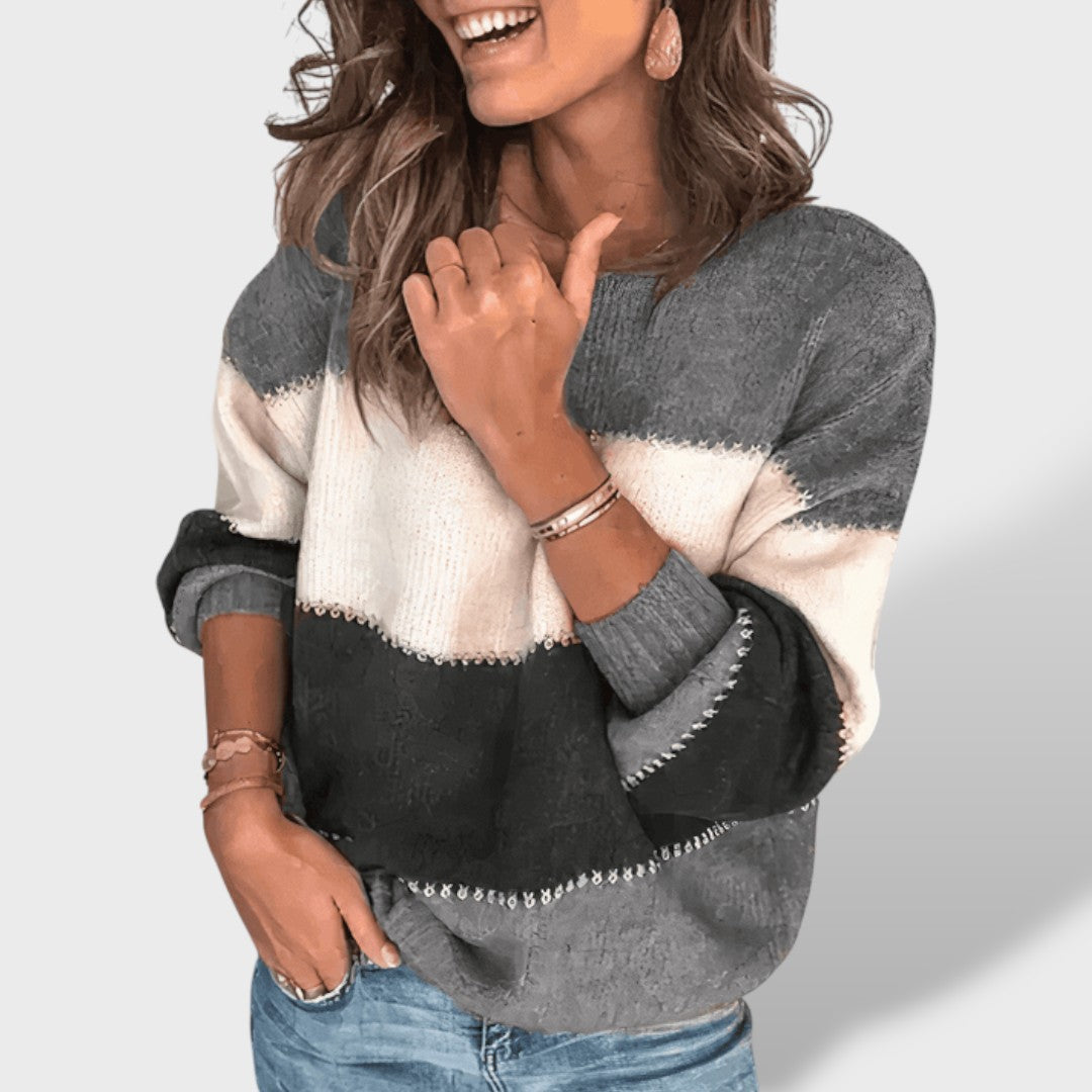 Валерия™ | Свободен пуловер с ивици