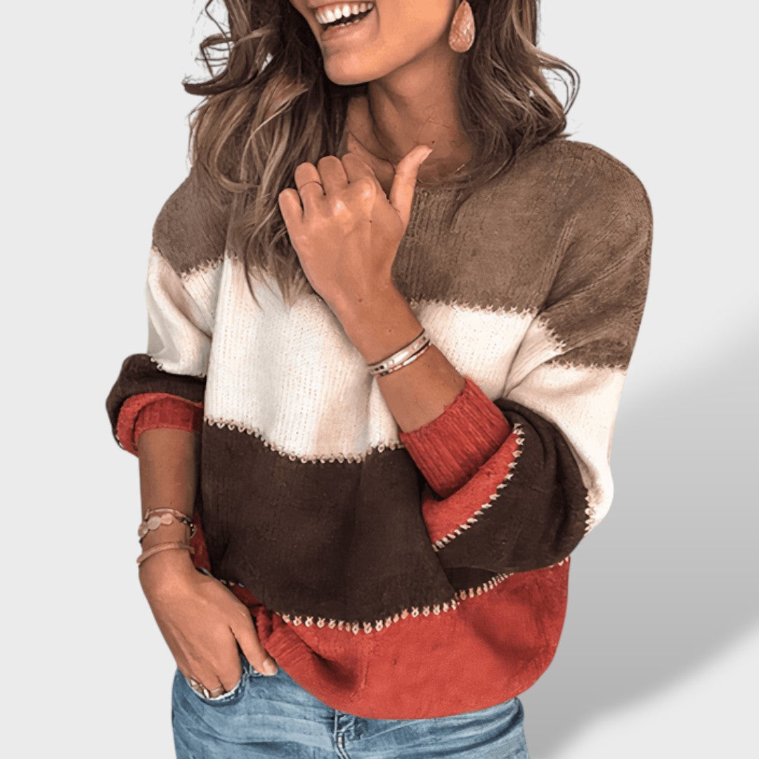 Валерия™ | Свободен пуловер с ивици