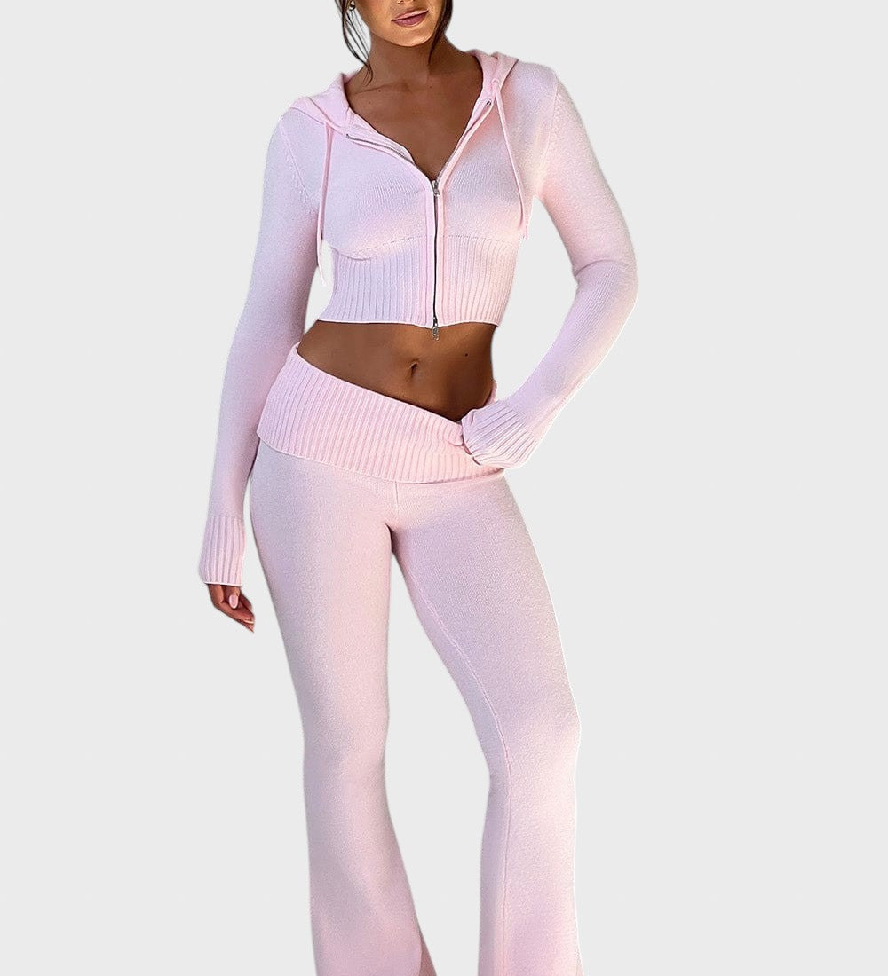 Avgustina™ - Комплект от две части с ребрена плетка