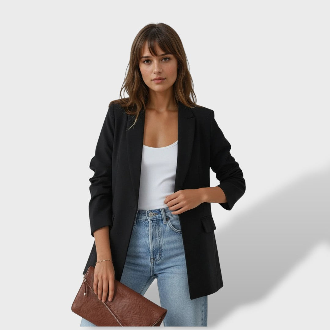 София™ | Елегантно дамско сако с преден разрез и яка.